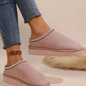 Baby Pink Women's Ultra-Soft Plush Cozy Anti-Slip Slip-On Slippers
